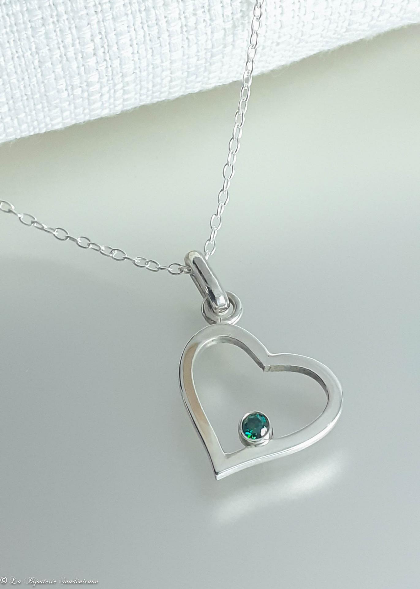 Pendentif en forme de coeur vert vitrail en argent et cristal de Swarovski  de SPARK